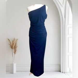 Windsor Women’s One-Shoulder Midnight Blue Dress, Size L